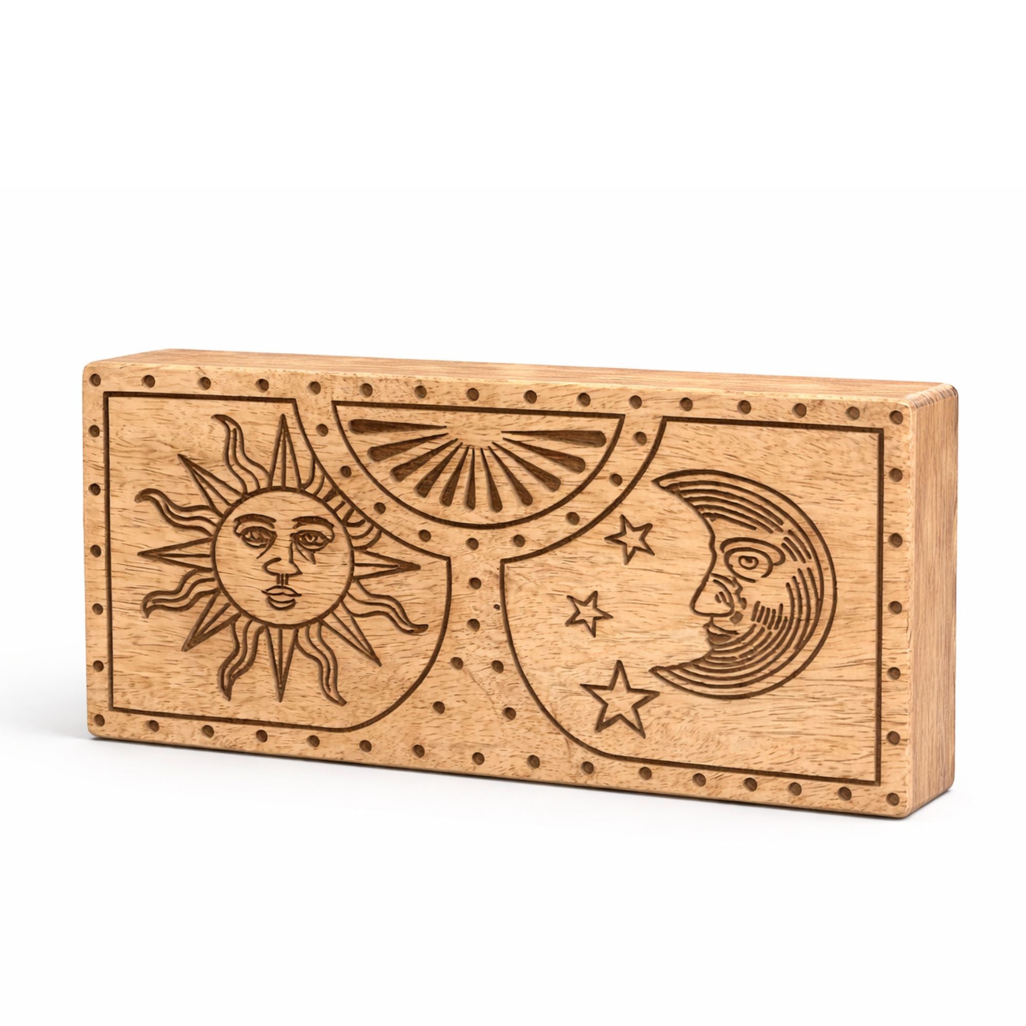 Sun Moon Carved Crystal and Stone Box for Organising Treasures