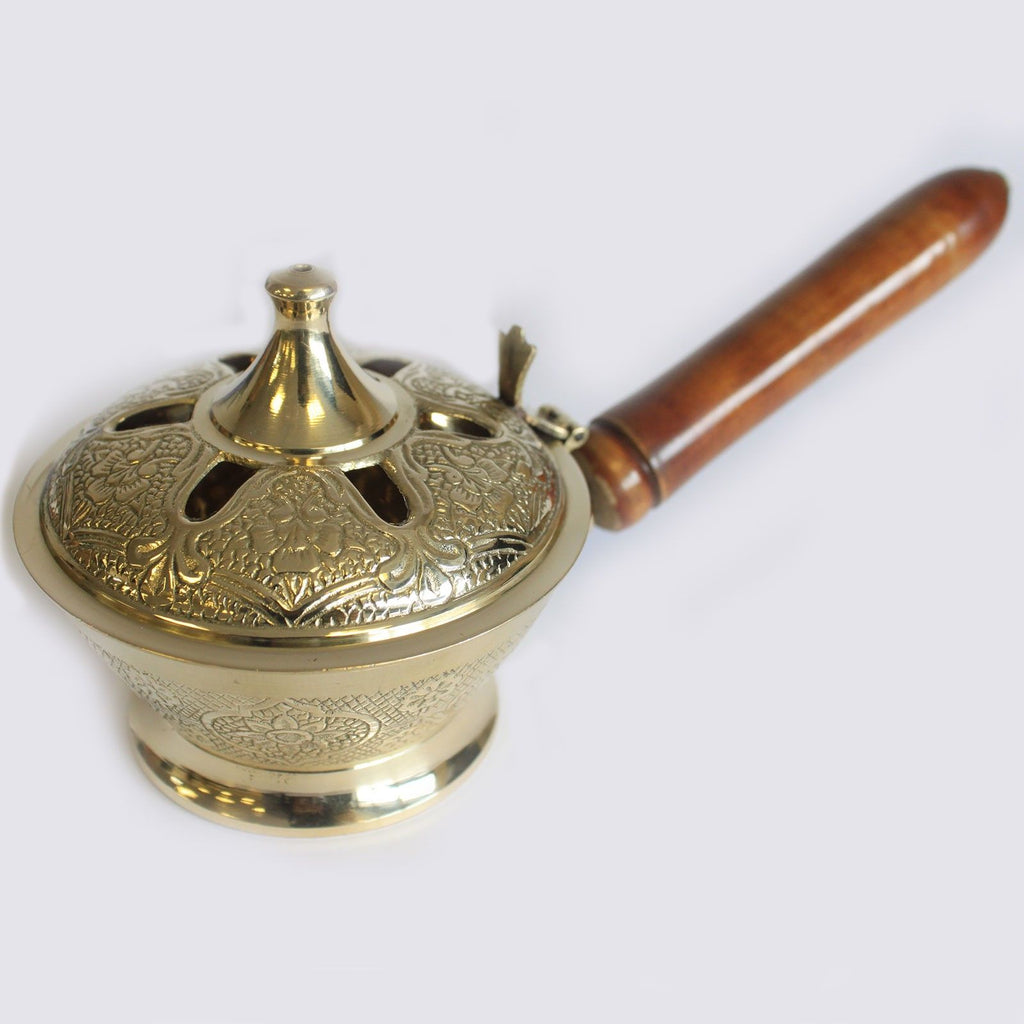 Ornate Brass Censer Incense Burner for Charcoal and Resins Use