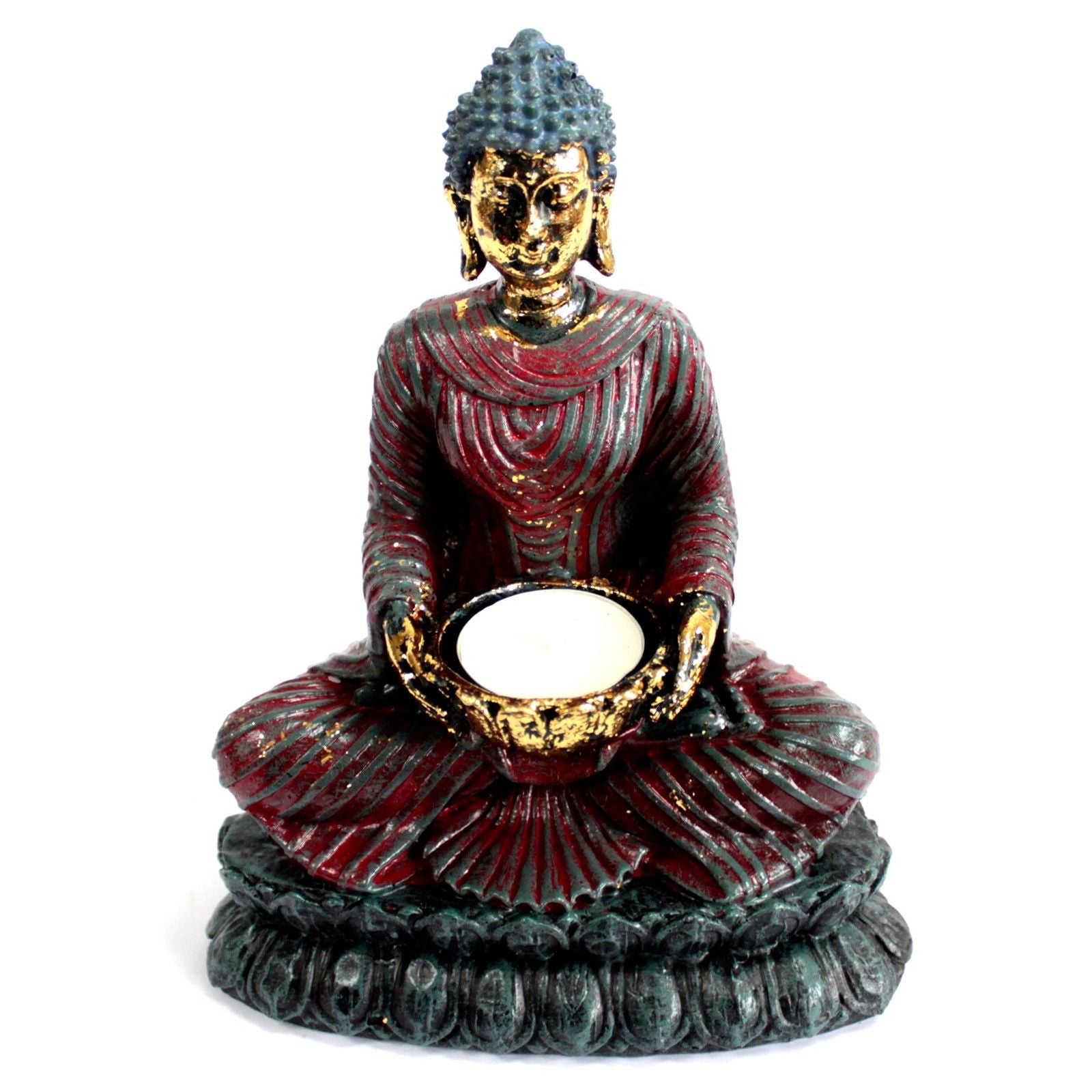 Antique Buddha Devotee Candle Holder for Tranquil Home Decor