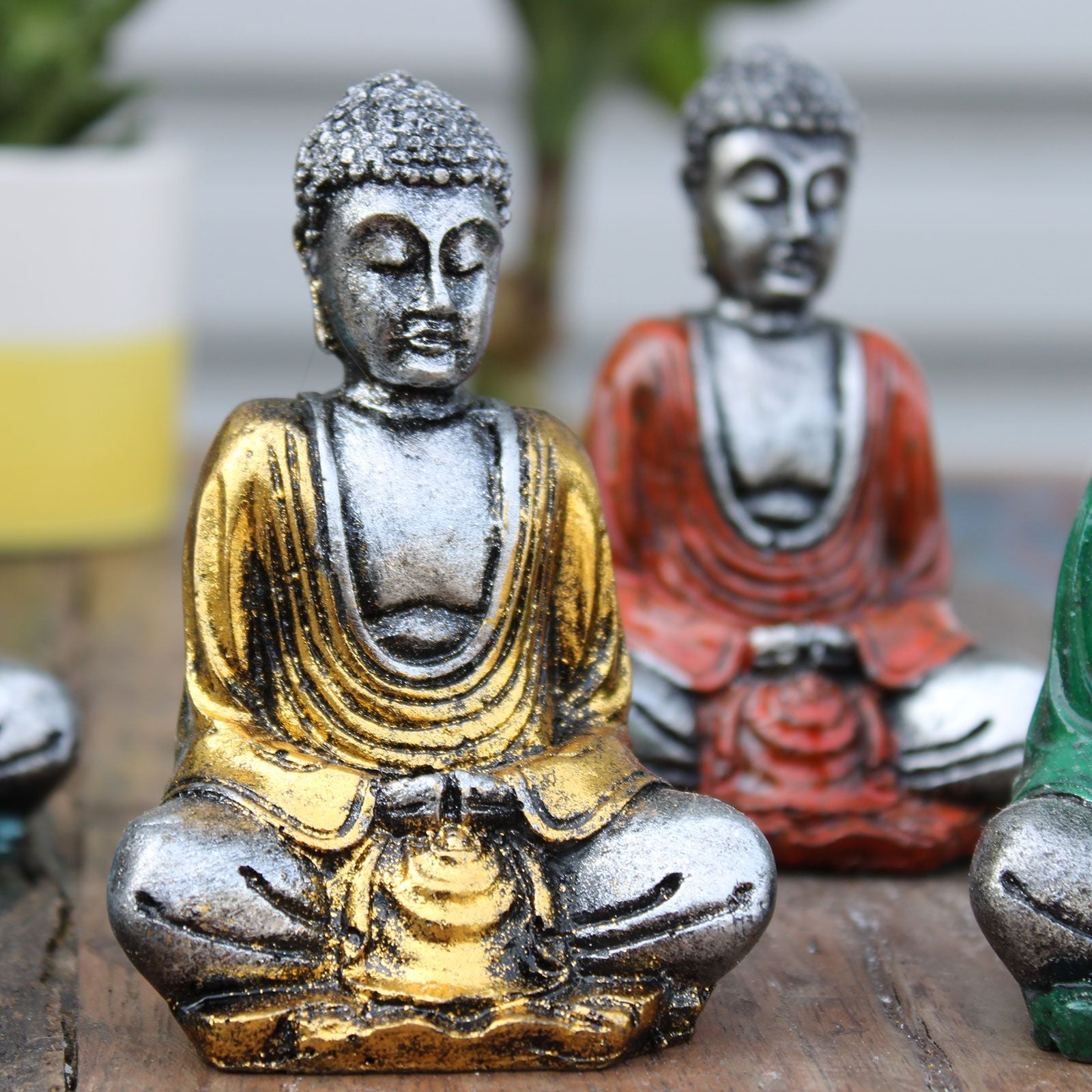 Silver Mini Buddha Statues in Assorted Colours for Home Decor