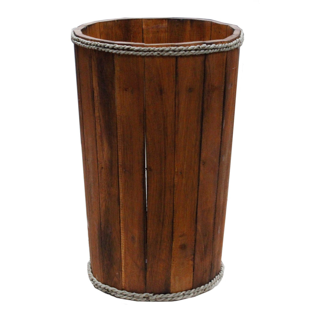 Large Brown Wooden Storage Tub for Rustic Home Décor and Style