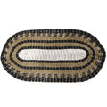 Oval Seagrass Rug in Black White and Tan Classic Design 60x120cm
