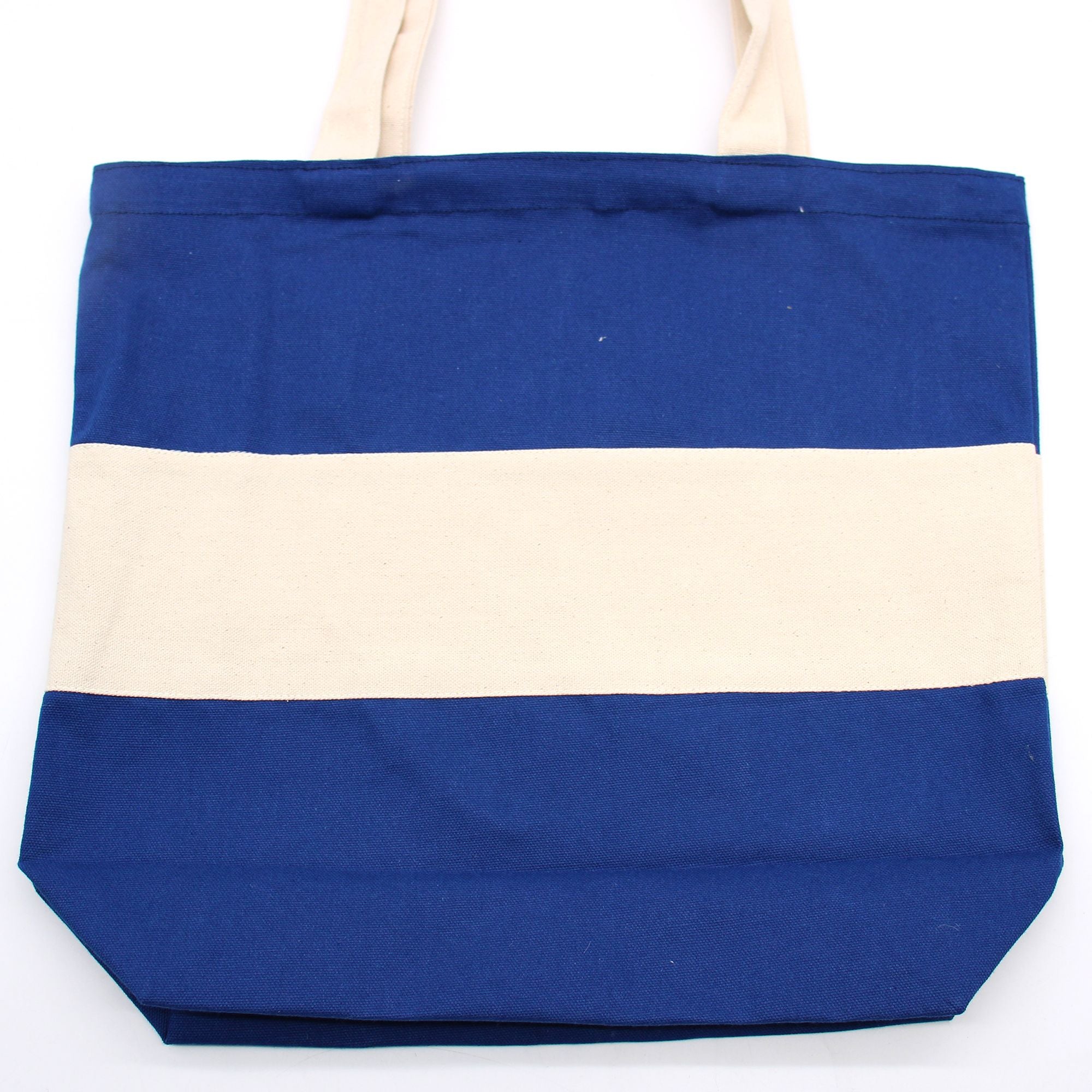 Cotton Tote Two Tone Bag in Blue and Natural Eco Shopper Bag