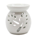 Lrg Classic White Oil Burner with Tree Cut Out Design for Home