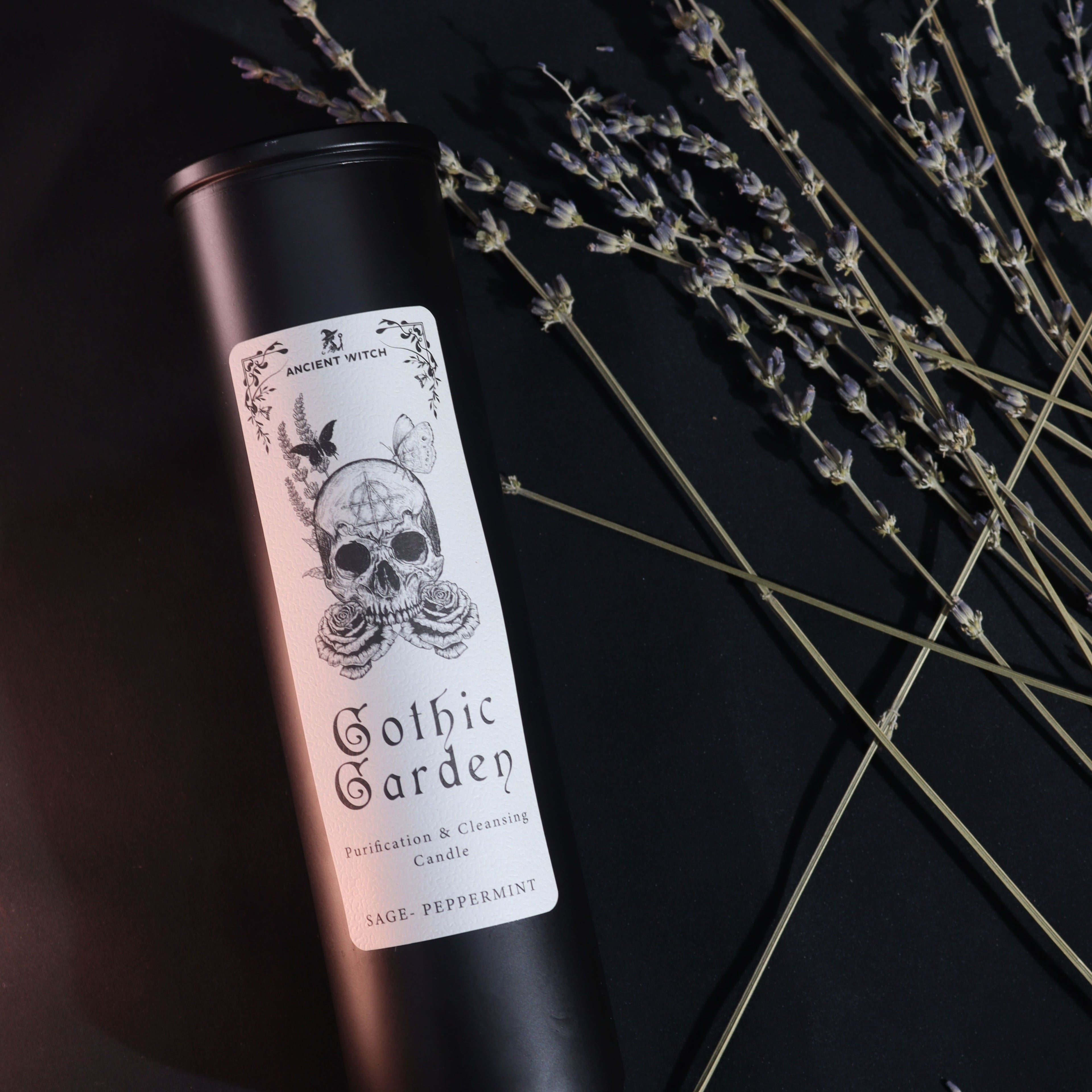 Ancient Witch Ritual Candles for Cleansing in Gothic Garden Style