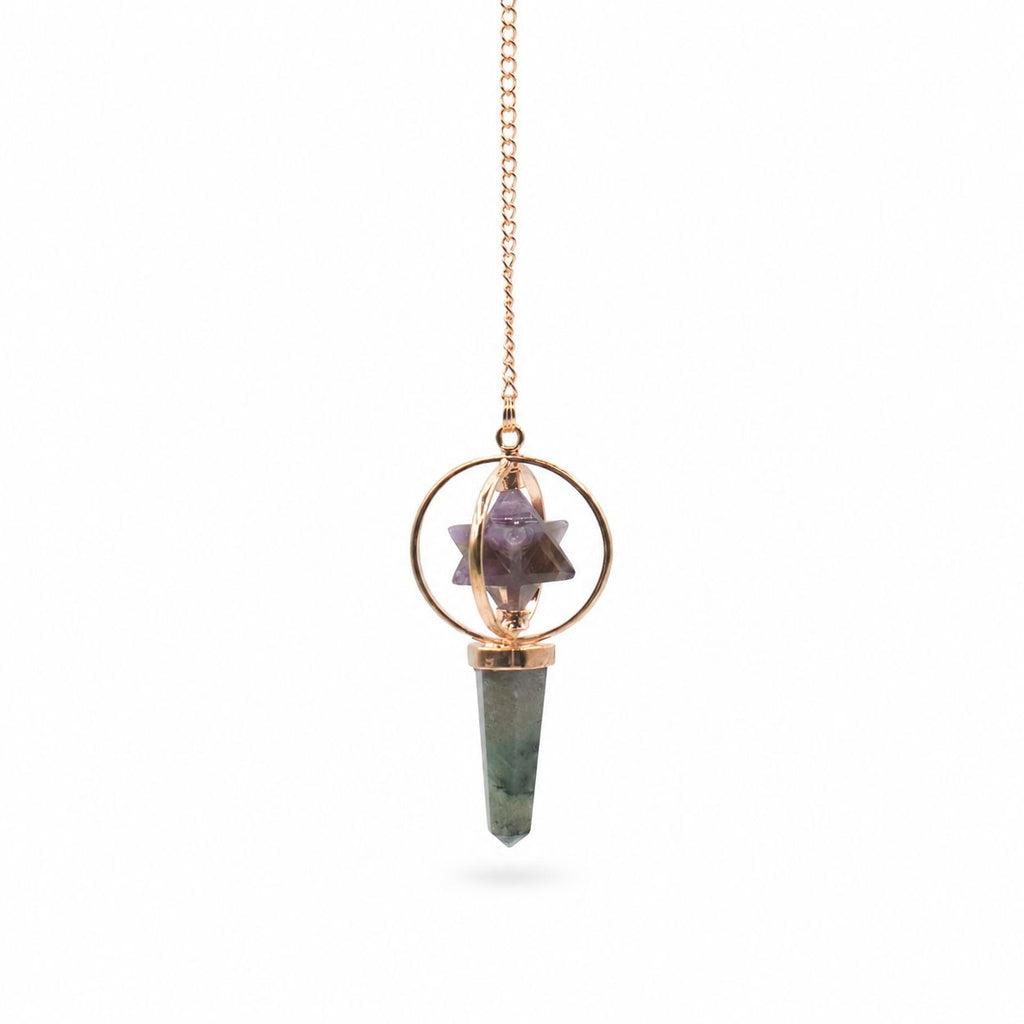Cosmic Navigator Spinning Merkaba Star Pendulum in Copper