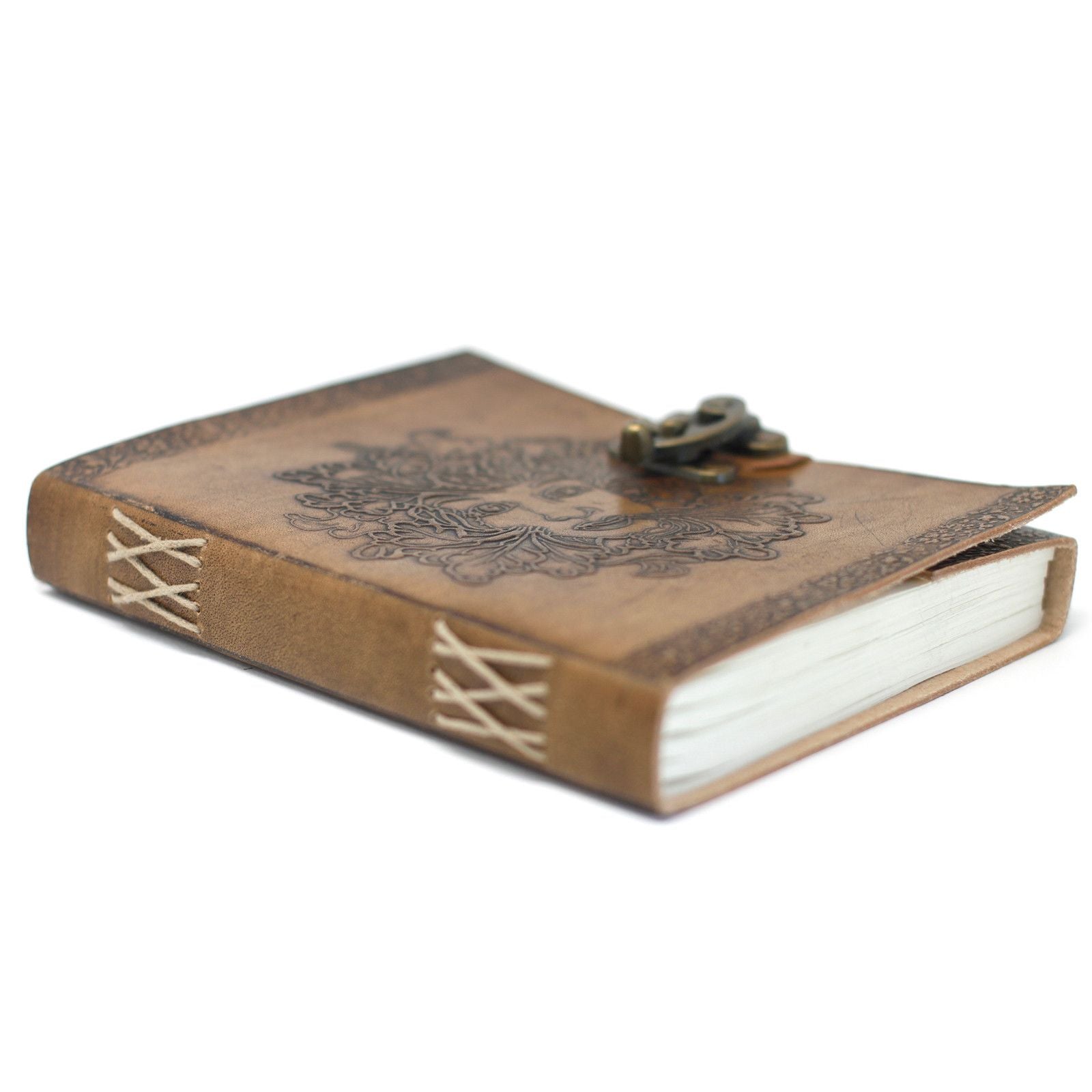 Leather Greenman Notebook with Buckles for Unique Journaling