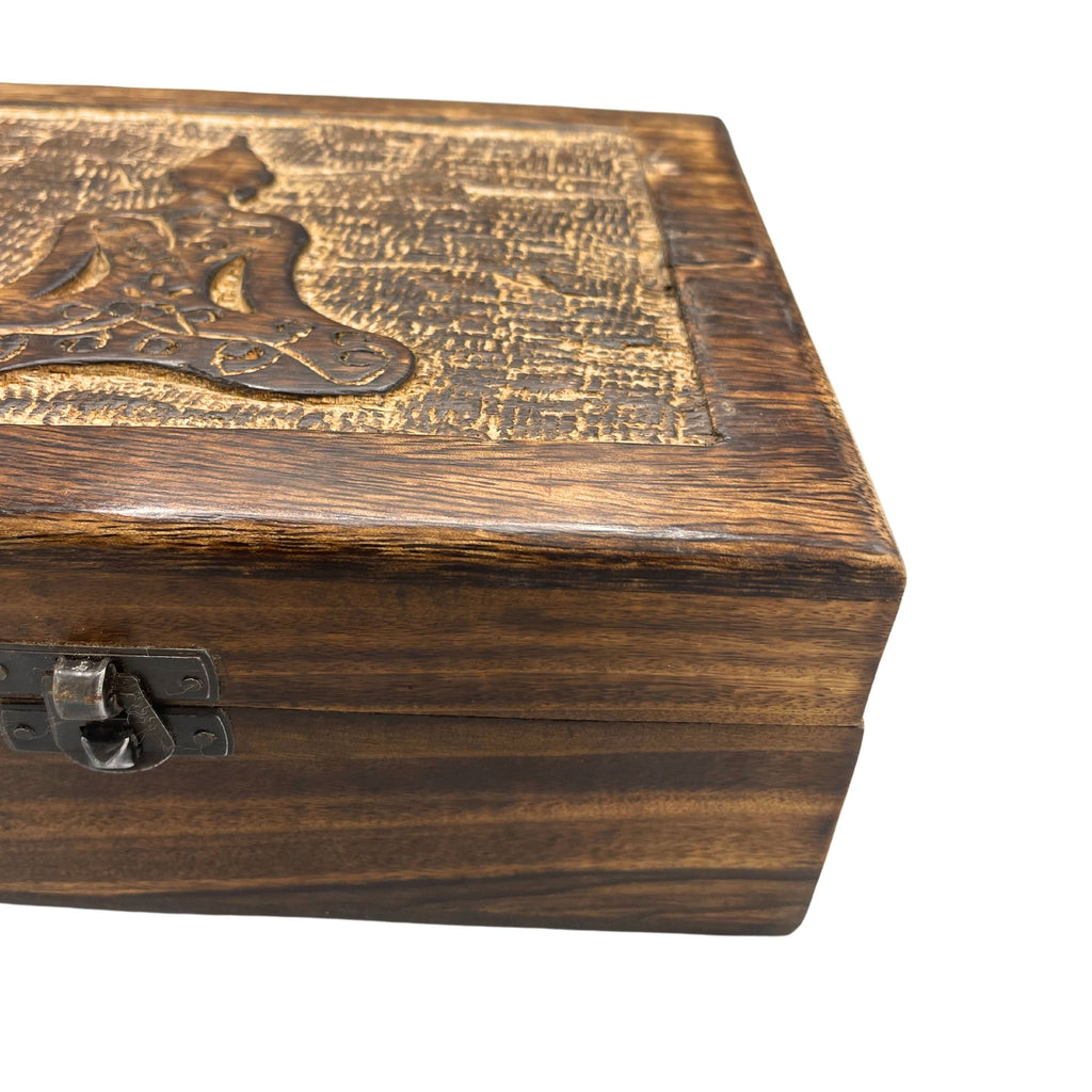 Large Wooden Keepsake Box with Buddha Design for Cherished Moments