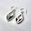 Shell and Silver Earrings with Spear Drops and Abalone Detail