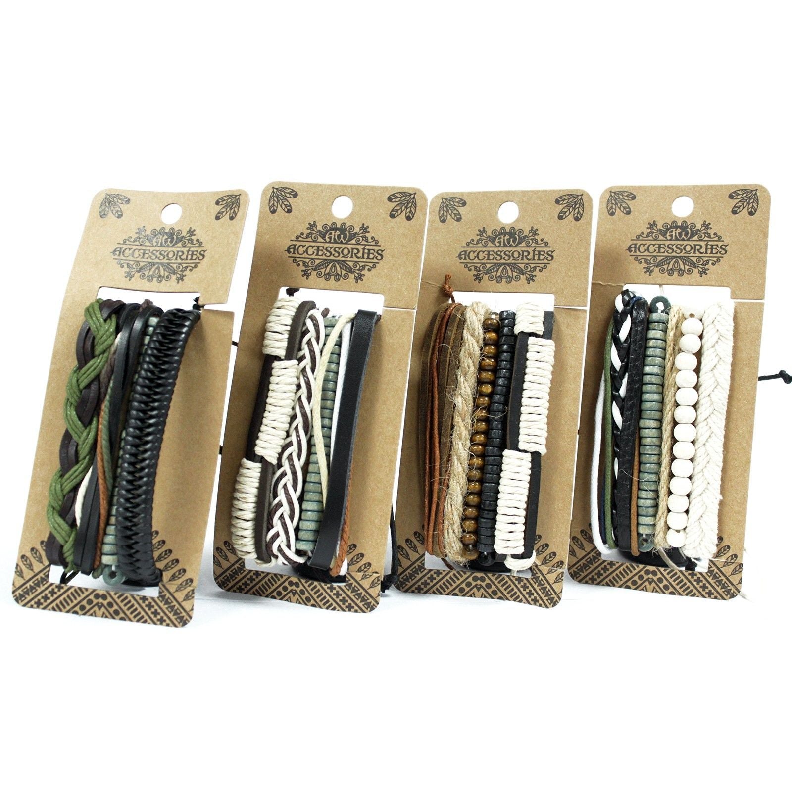 Stylish Mens Bracelet Sets with Green and Natural Designs