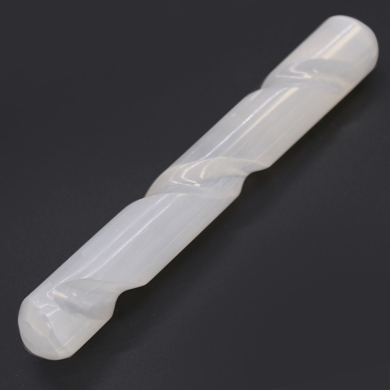 Selenite Spiral Wand - 16 cm ( Round Both Ends)