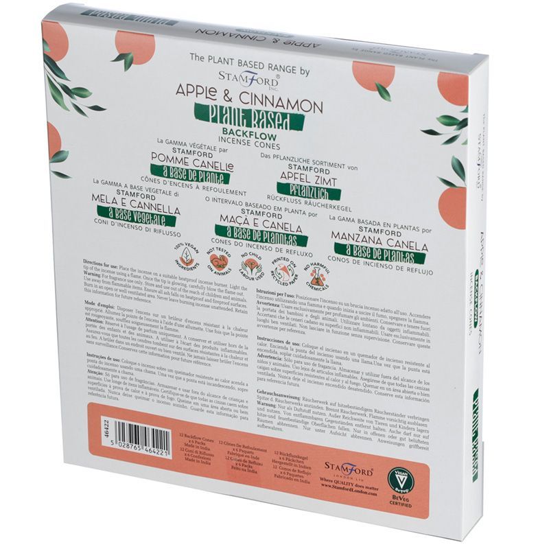 Plant Based Backflow Incense Cones with Apple and Cinnamon Aroma
