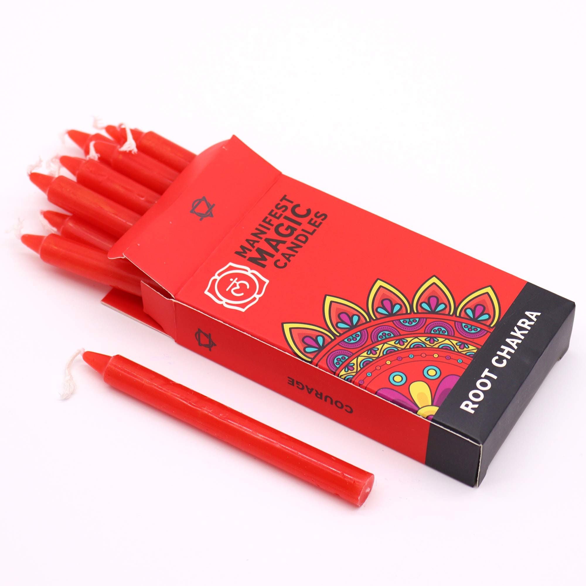 Manifest Magic Candles Pack of 12 Red Root Chakra Candles Set