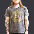 Nomad Sari Stonewashed Cotton T Shirt with Chakra Design Dark Grey
