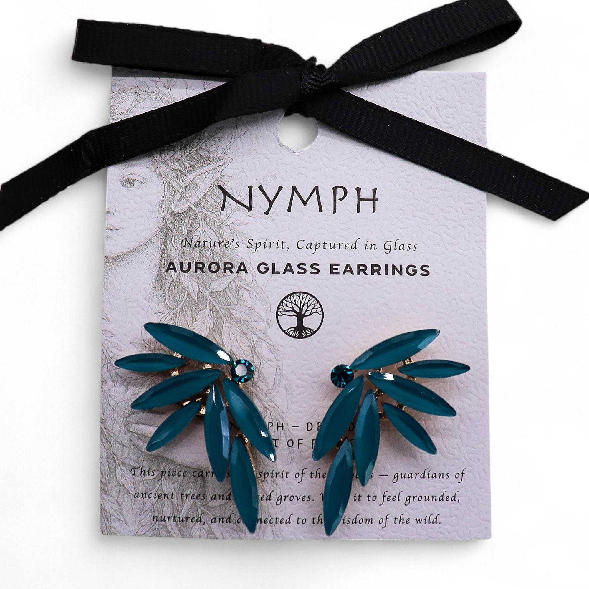 Teal Green Vintage Glass Fairies Earrings for Nature Lovers Style