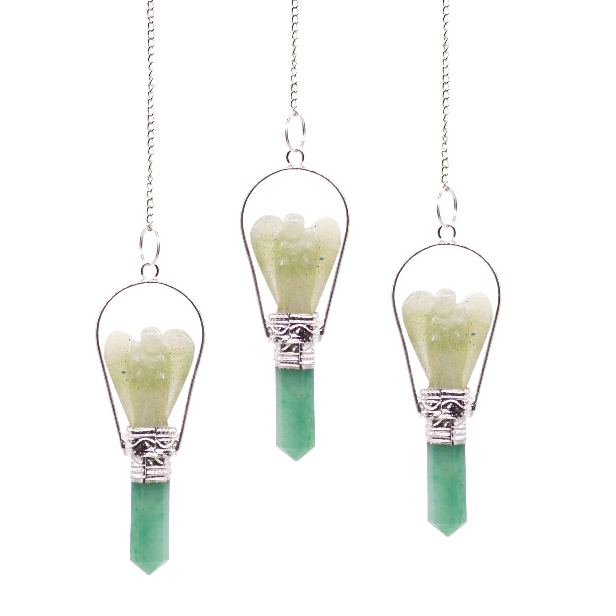 Angel Pendulum with Ring in Green Aventurine for Dowsing Use