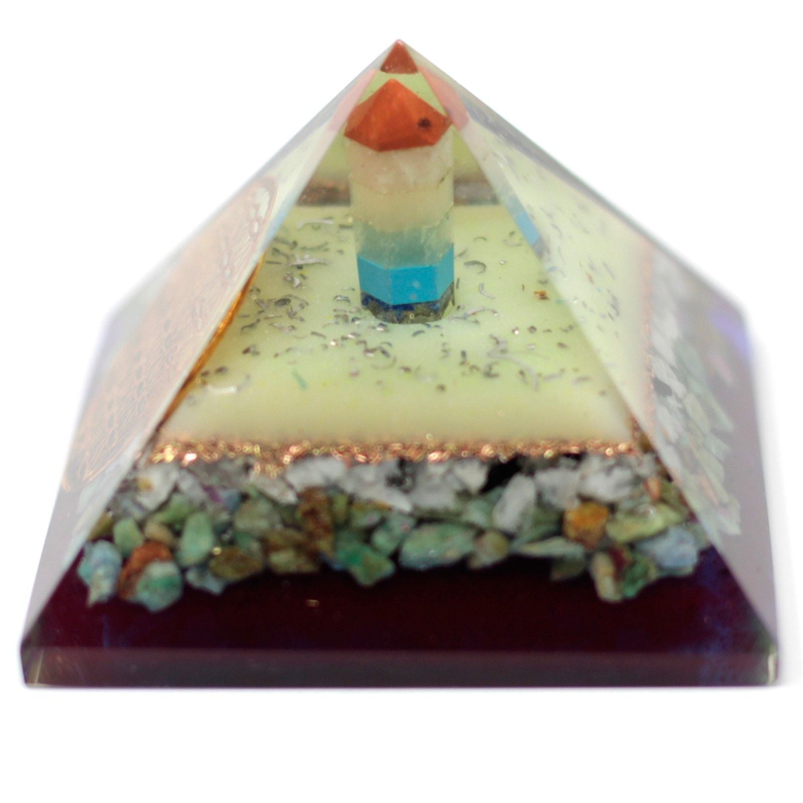 Large Organite Pyramid 80mm - Flower of Life symbol