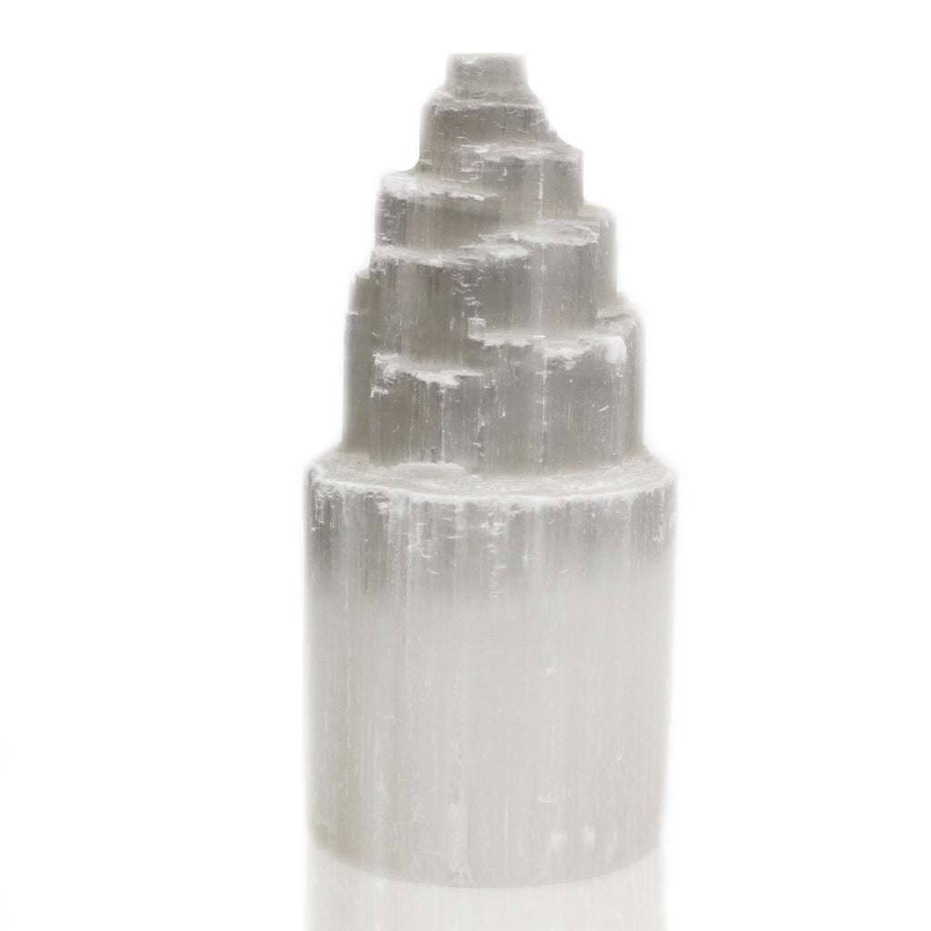 Natural Selenite Tower Lamp 20 cm with Light Fitting and Bulb