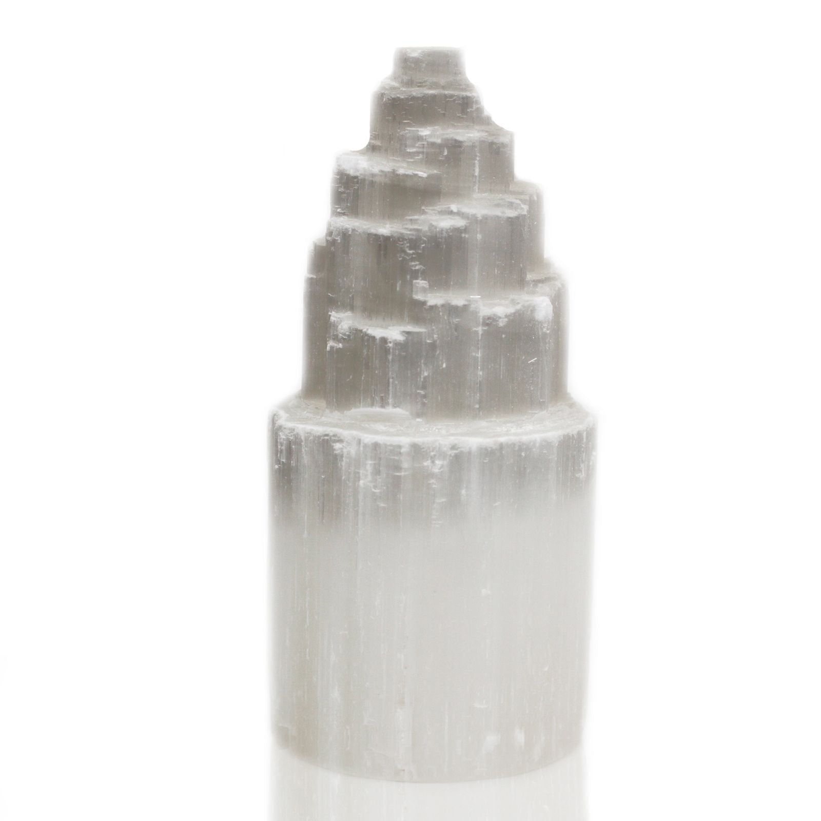 Natural Selenite Tower Lamp 20 cm with Light Fitting and Bulb