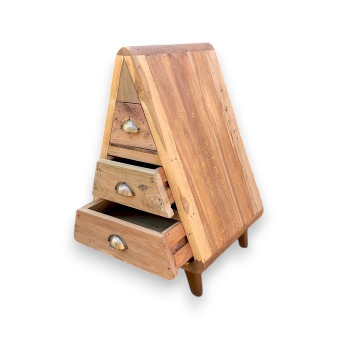 Mr Triangle Decoration Storage 3 Draws in Recycled Wood Design