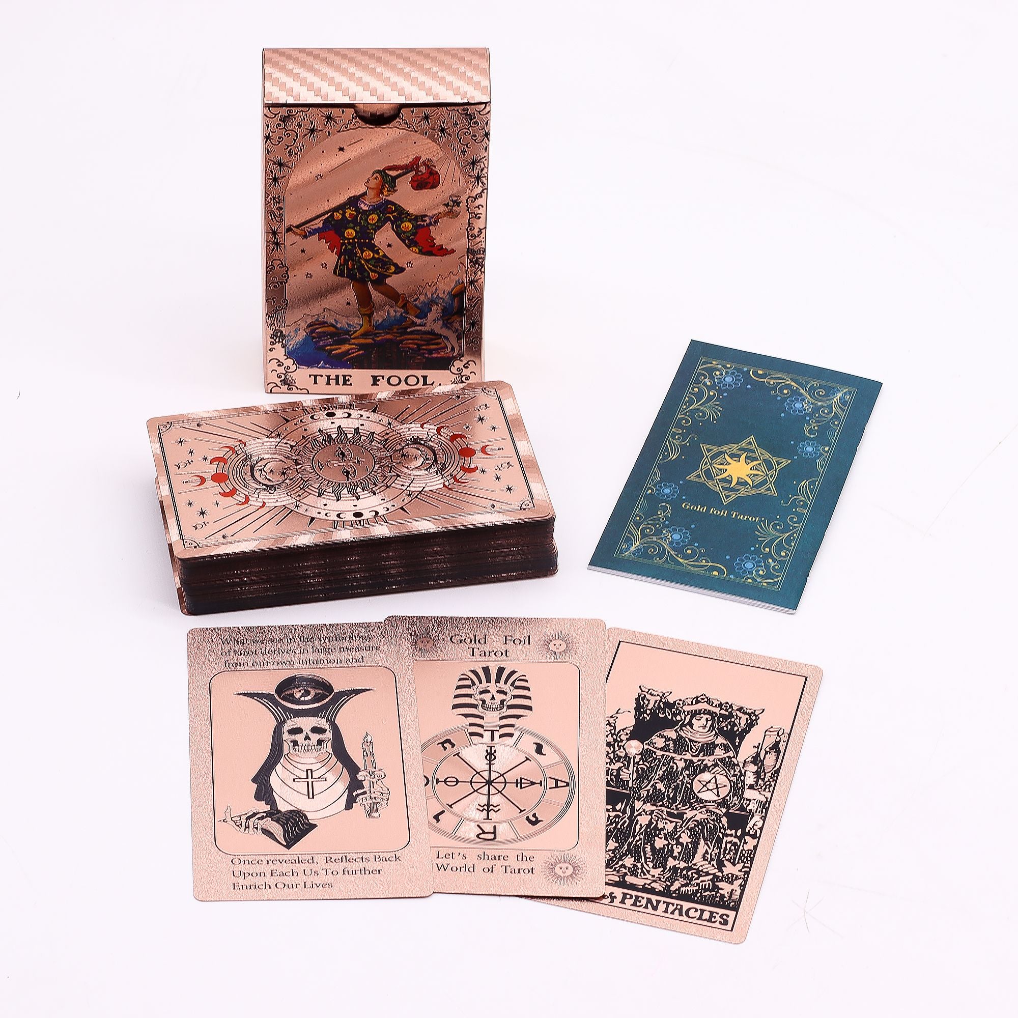 Rose Gold Foil Tarot Card Set with Moon Phase Booklet Included