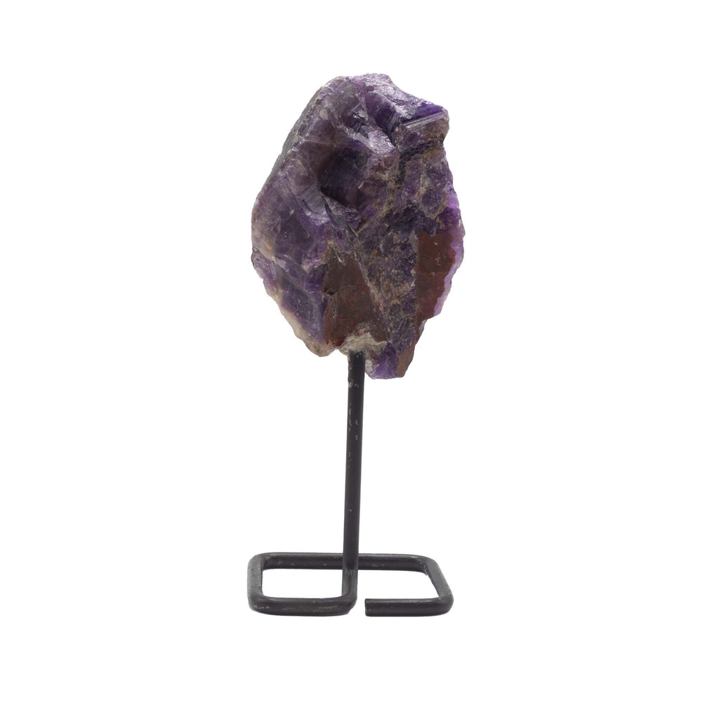 Amethyst Mineral Specimen on Metal Stand for Home Decor Display