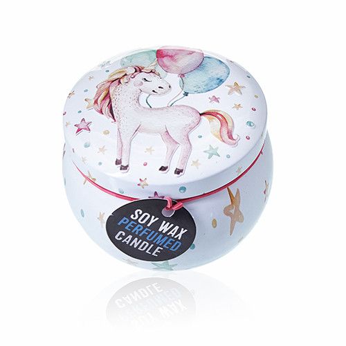 Art Tin Candle Unicorns Design with Moonstone Scented Aroma Bliss