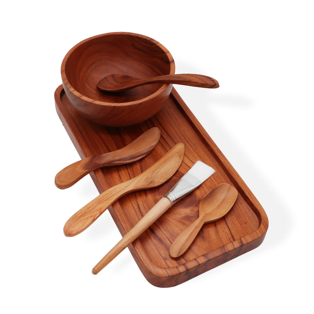 Spa Clay Wax Application Set with Teak Wood Finish for Home Use