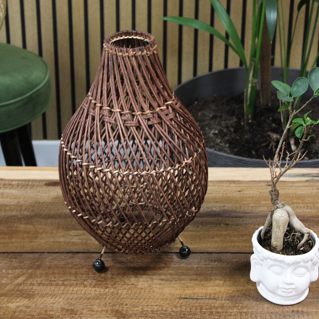 Rattan Table Lamps in Dark Brown for Unique Home Decor Styles
