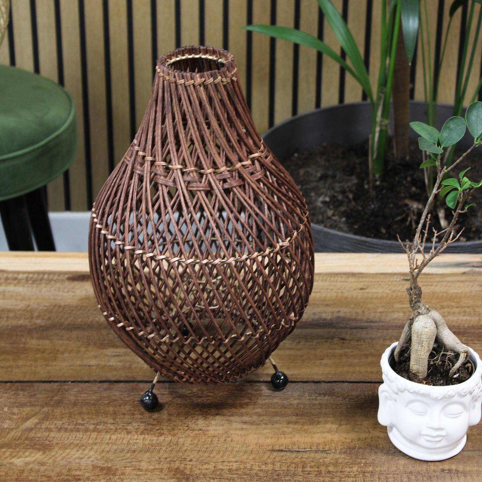 Rattan Table Lamps in Dark Brown for Unique Home Decor Styles