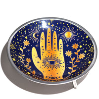 Triple Leg Enamelled Offering Plate - Hamsa Midnight Blue