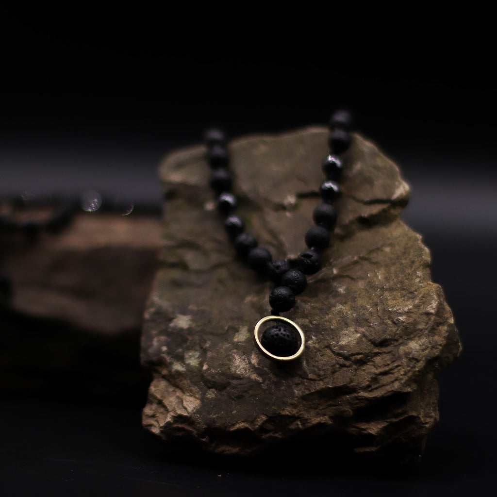 Essence of the Volcano Necklace with Black Lava Stones Gift