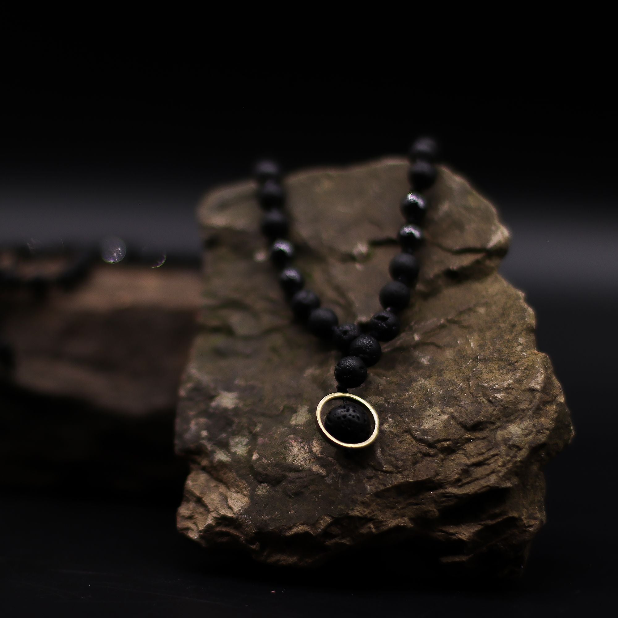 Essence of the Volcano Necklace with Black Lava Stones Gift