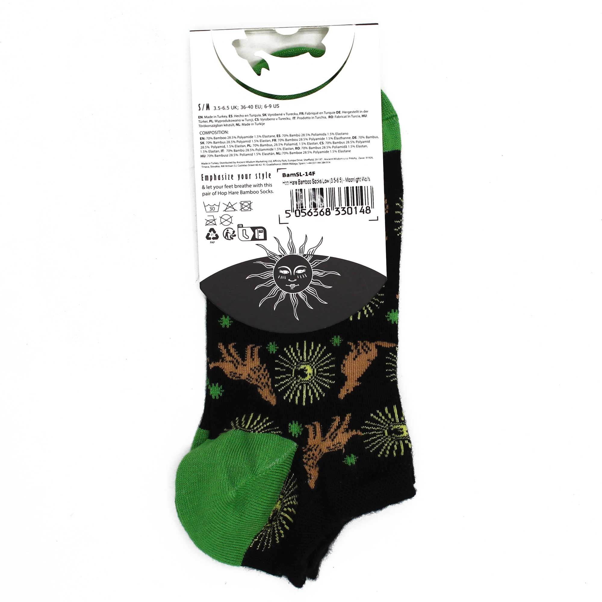 S/M Hop Hare Bamboo Low Cut Socks Moonlight Wolves for Comfort