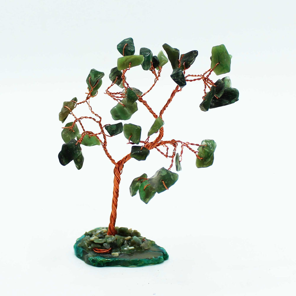 Gemstone Tree Green Aventurine on Green Agate Base with 35 Stones