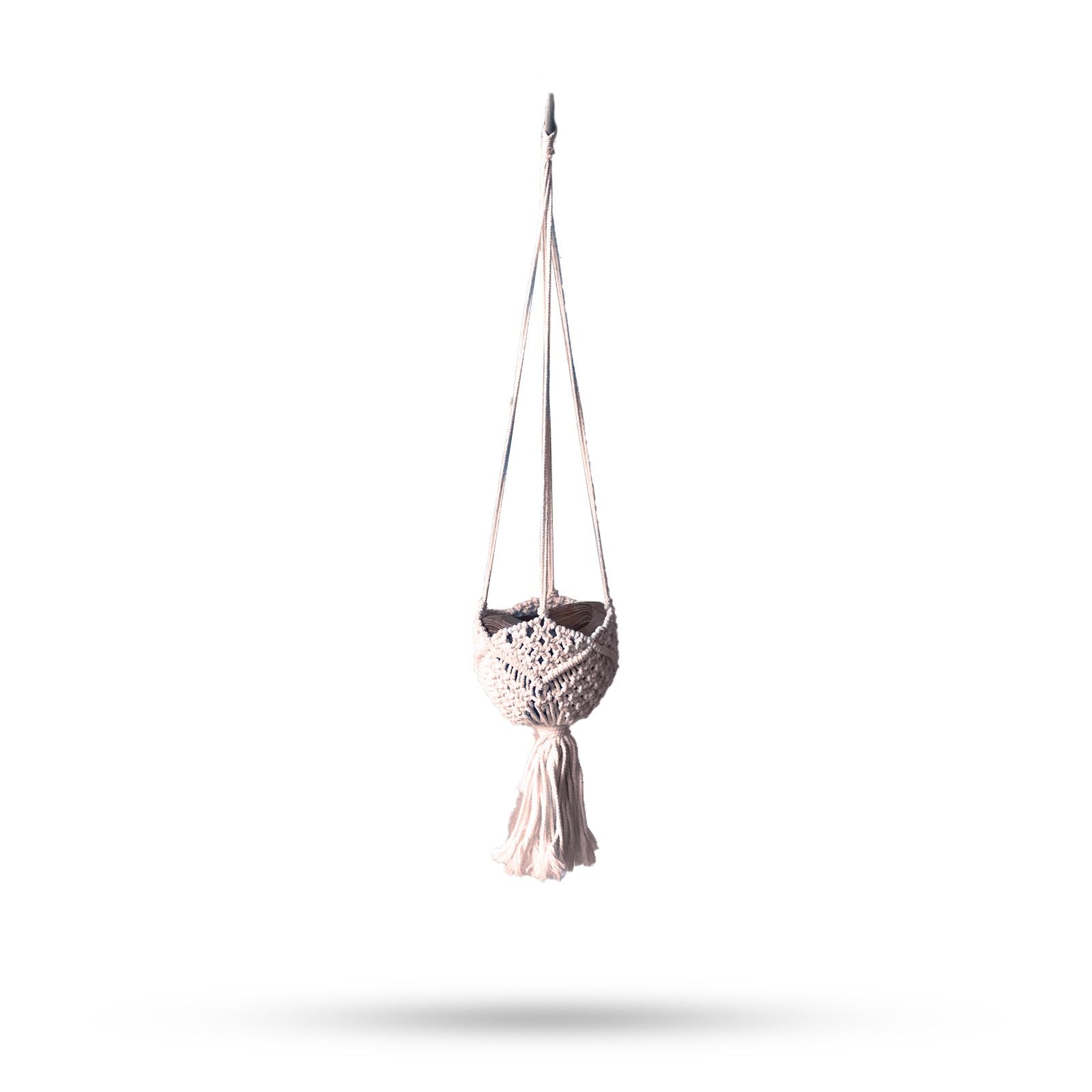 Macrame Pot Holder Decorative in Beige for Elegant Home Display