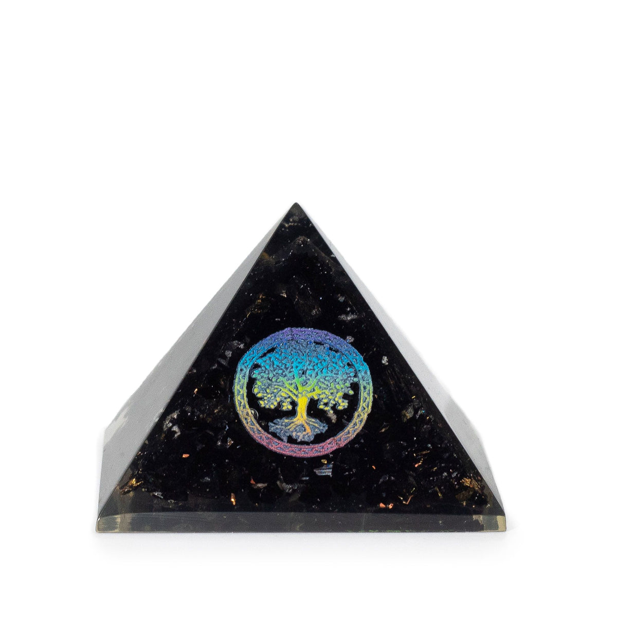 Small Organite Pyramid 5.5x4.5cm - Tree of Life - Black Tormaline Chips