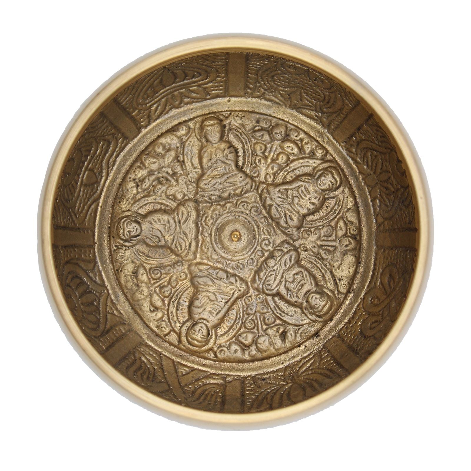 Five Buddha Singing Bowl with Traditional Buddhist Script Design