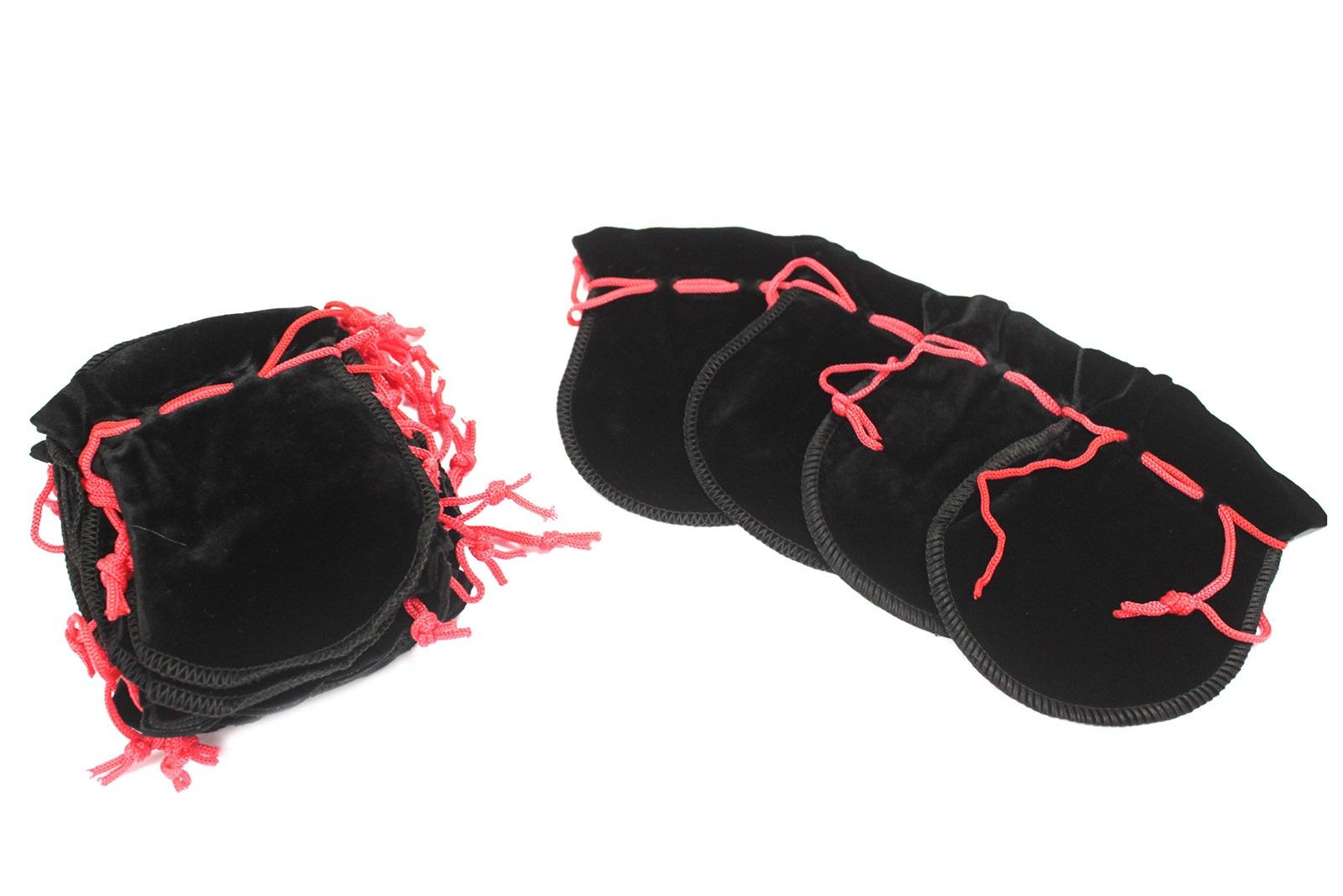 Quality Gothic Velvet Pouch in Black with Red Drawstring