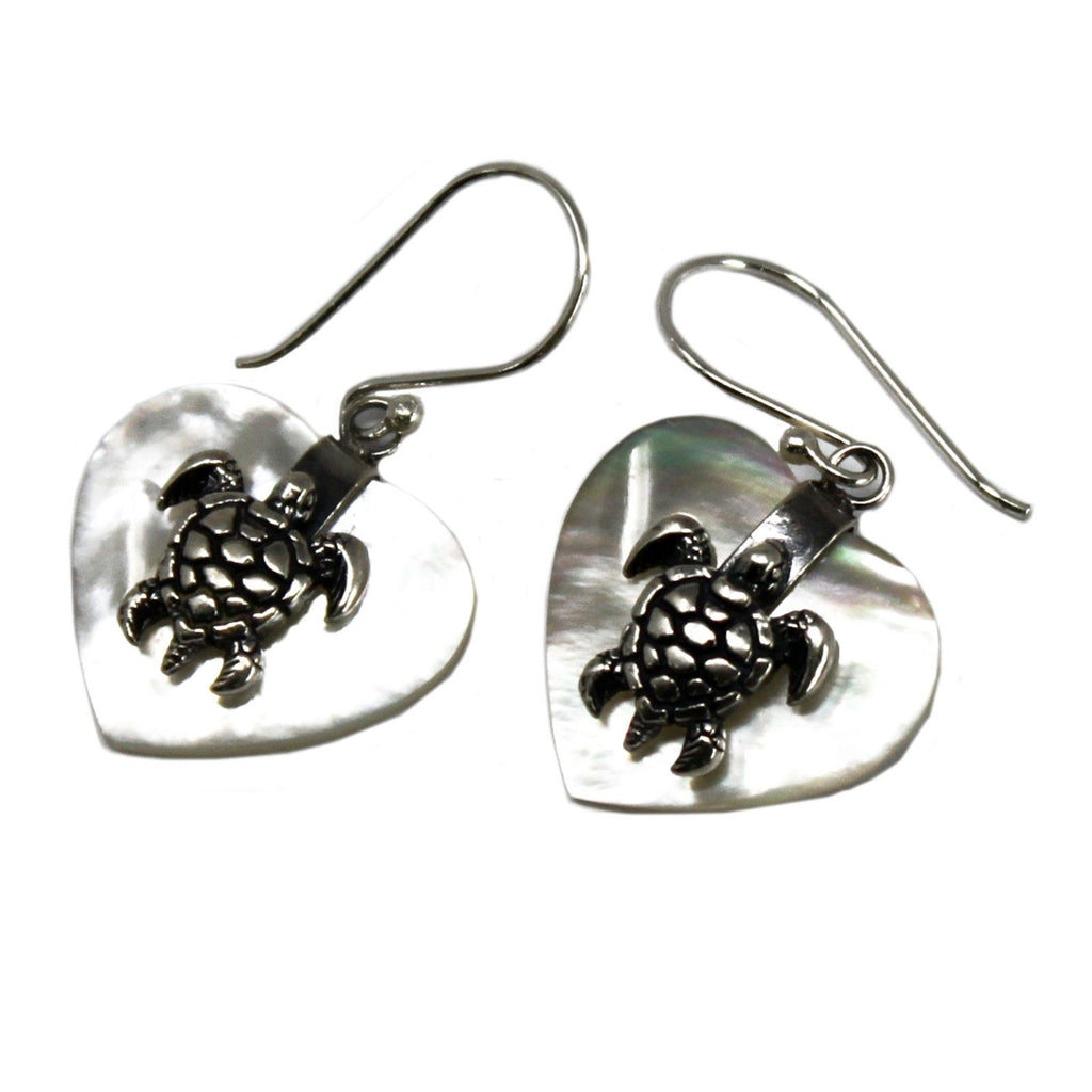 Shell & Silver Sea Turtle Earrings with Unique Ocean Design