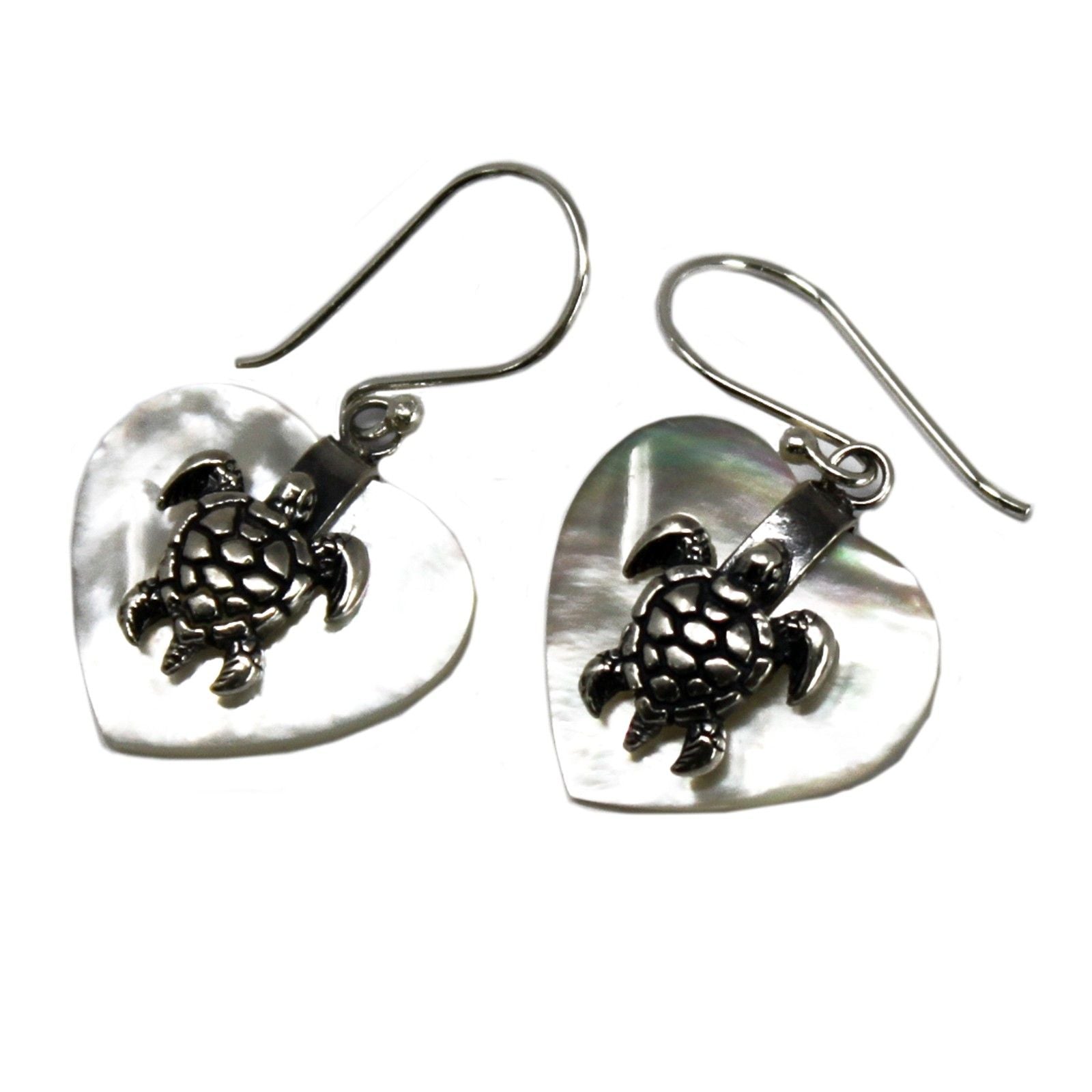 Shell & Silver Sea Turtle Earrings with Unique Ocean Design