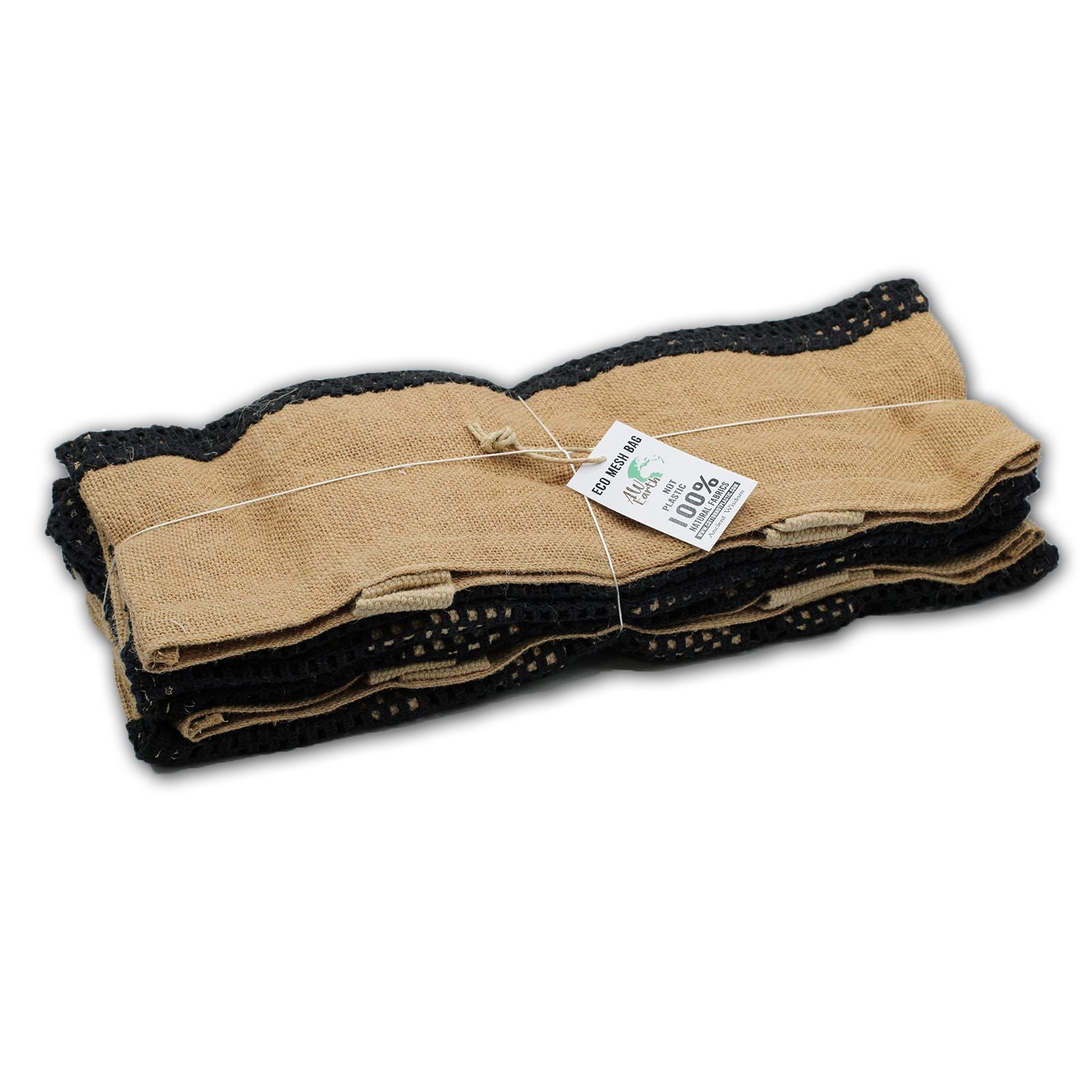Pure Soft Jute and Cotton Mesh Bag in Black for Everyday Use