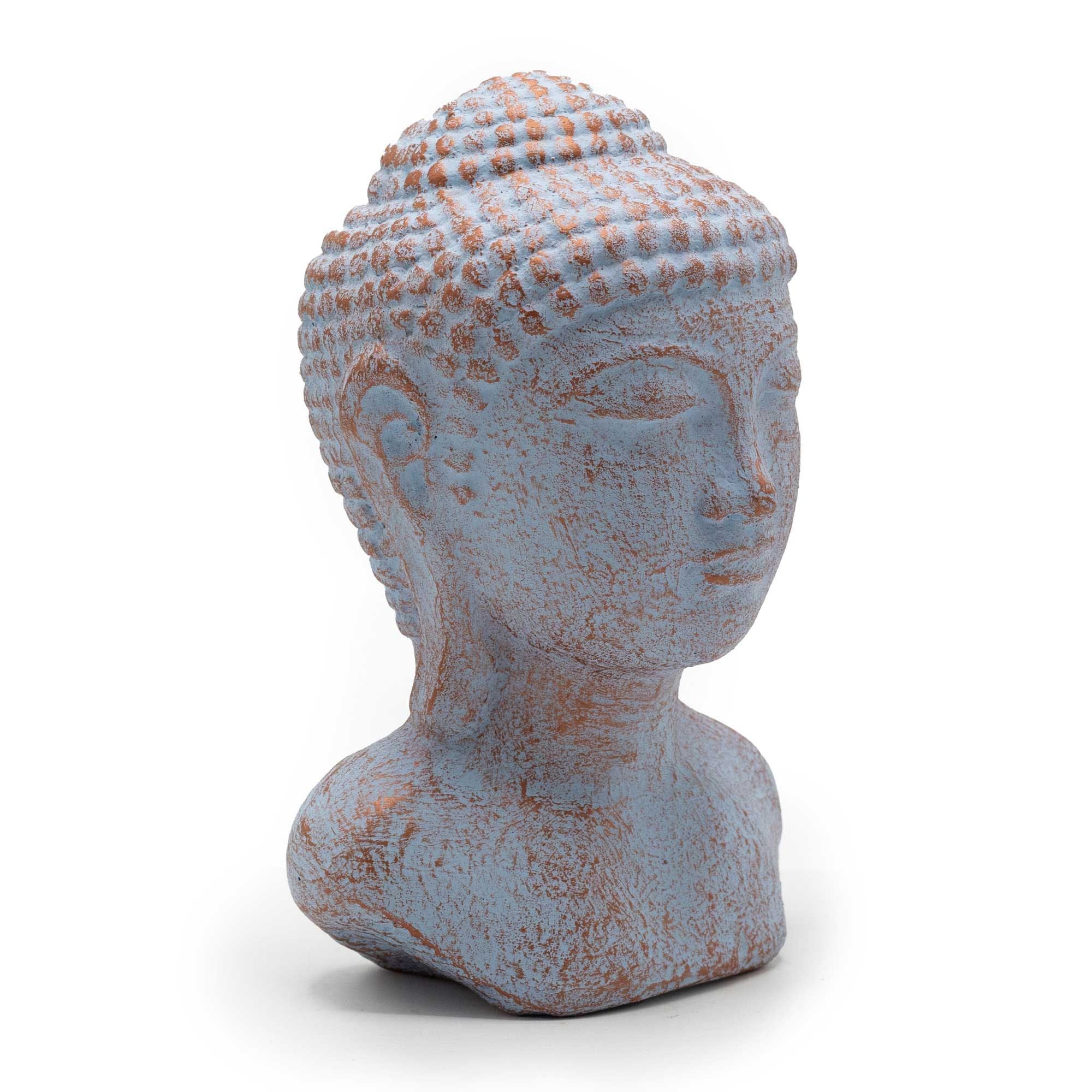 Tranquility Buddha Head Decorative Statue in Blue Copper Finish