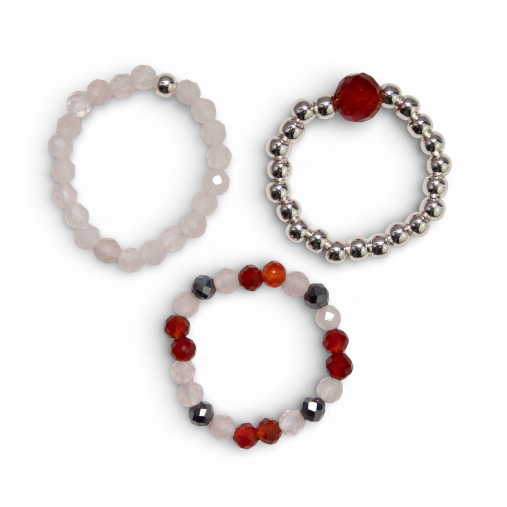 Nymph Spirit Gemstone Ring Set Love & Flame with Rose Quartz