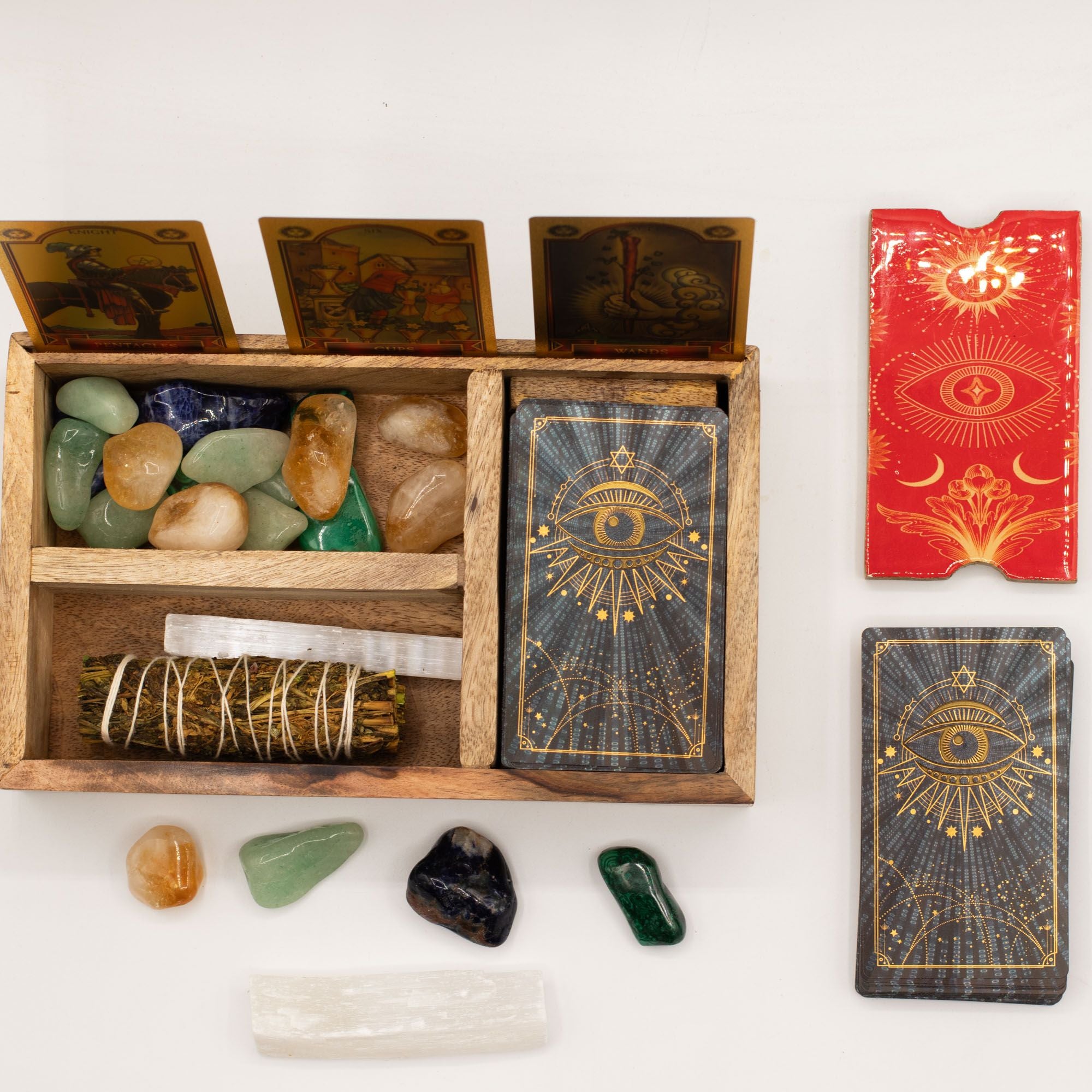 Three Section Tarot Box with Card Holder for Organised Readings