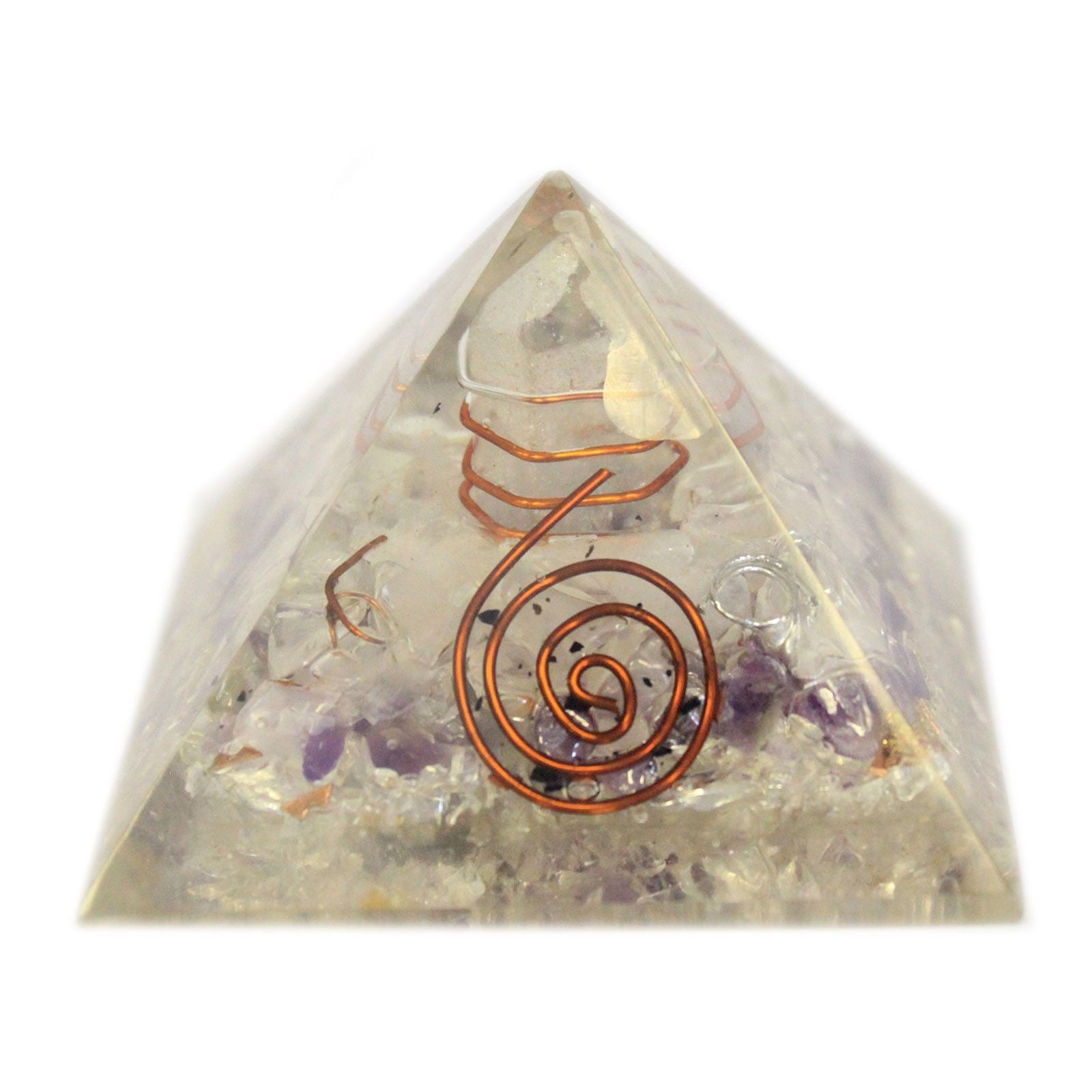Med Orgonite Pyramid 55mm with Gemchips and Copper for Home Decor