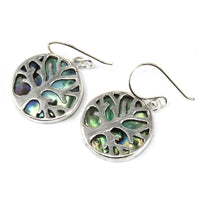 Tree of Life Silver Earrings 15mm - Abalone