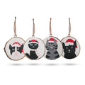 Charming Hand Painted Christmas Cats Log Decor Set for Festive Cheer