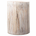 Tribal Stool Table in Whitewash Finish for Unique Home Decor