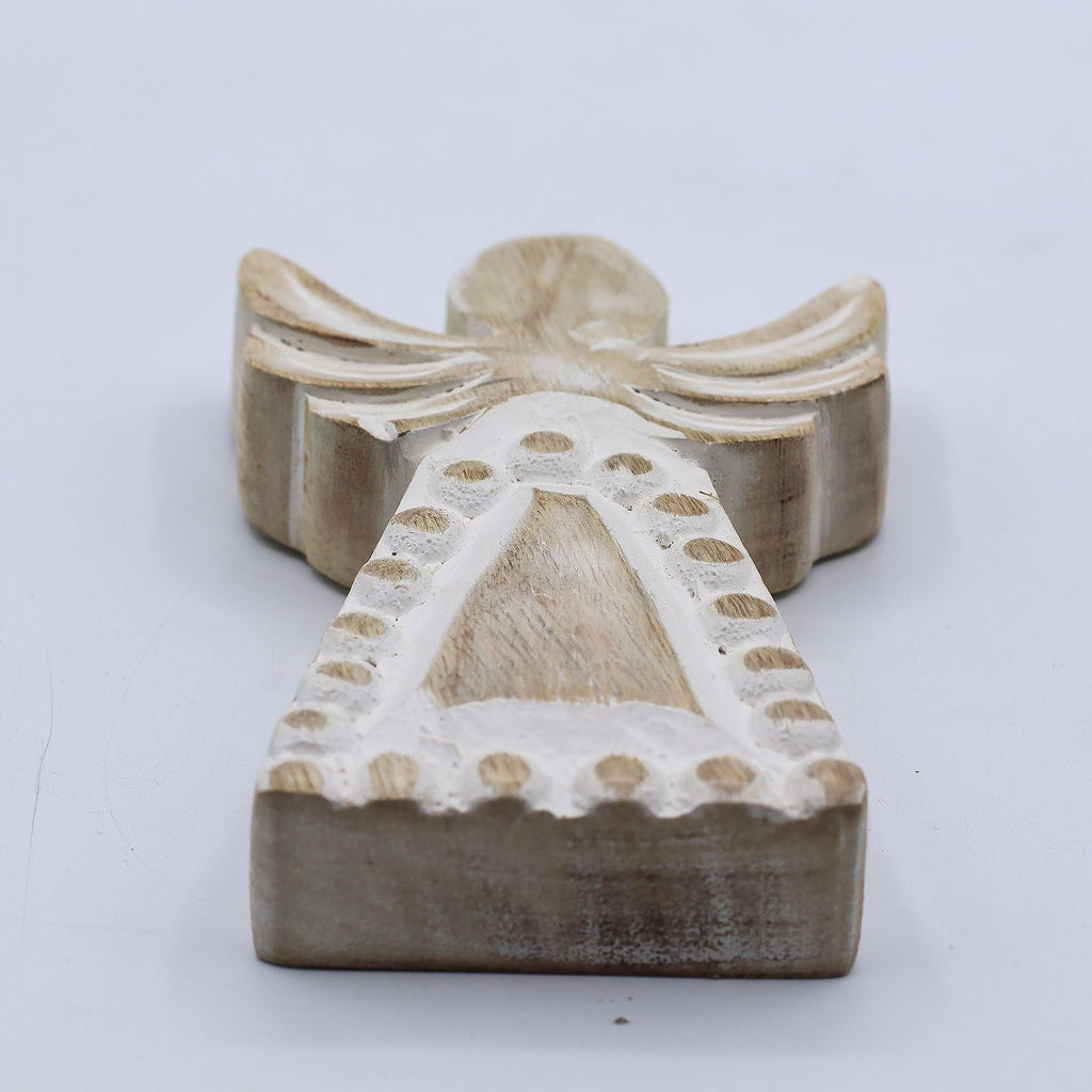 Mango Wood Angel Whitewash for Rustic Home Decor and Gifting